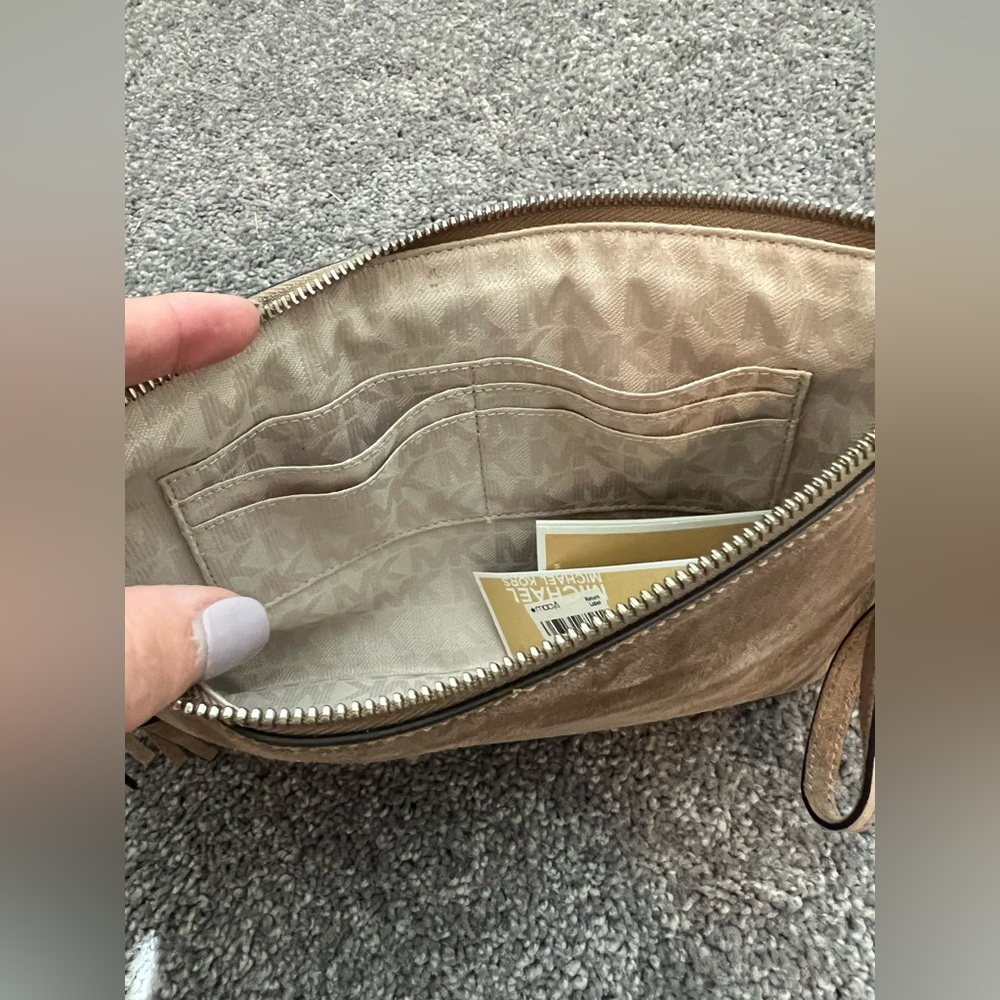 Michael Kors Brown Suede Fringe Wristlet Clutch - Picture 3 of 8